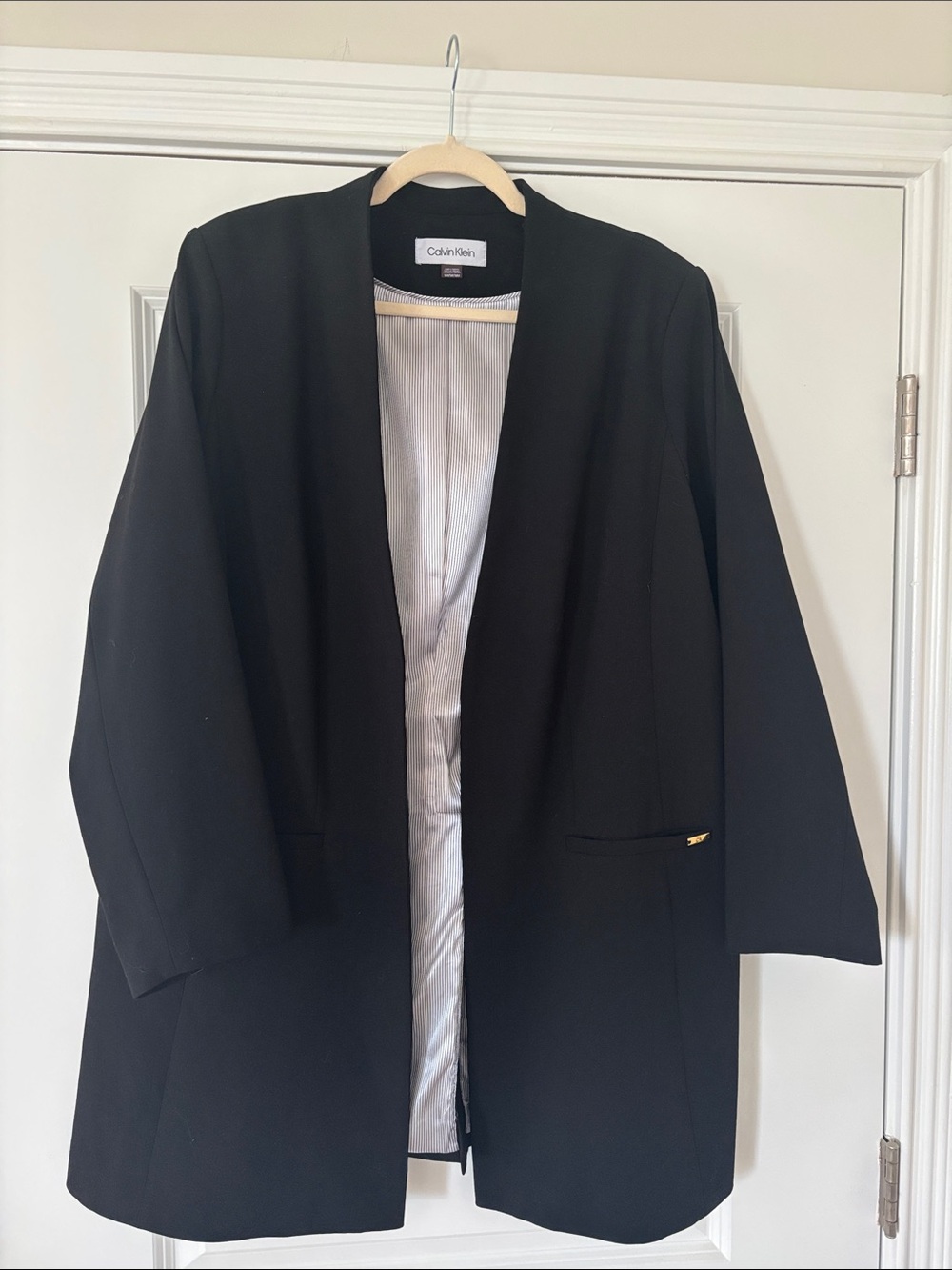 Calvin Klein Black Open-Front Blazer Jacket